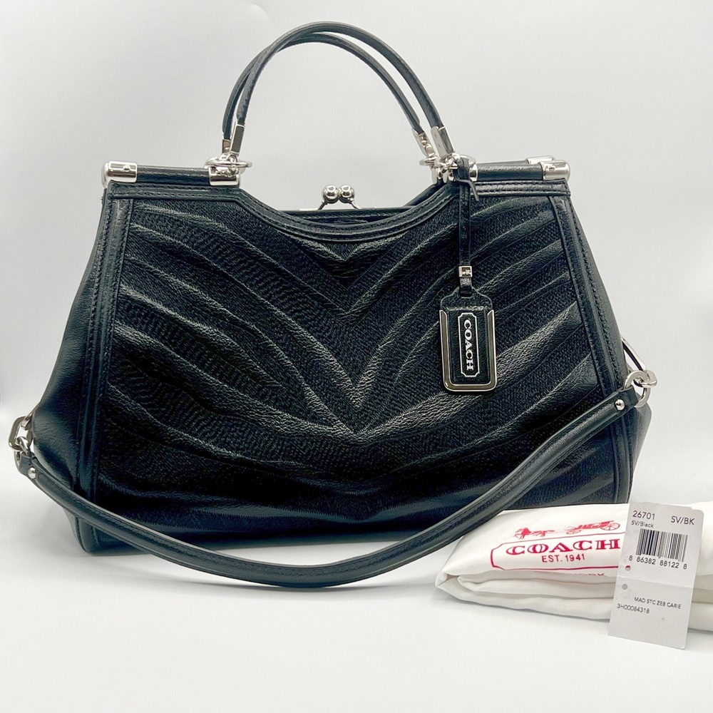 Coach Madison Carrie Pinnacle Frame Kisslock Satchel Black Zebra Limited Edition